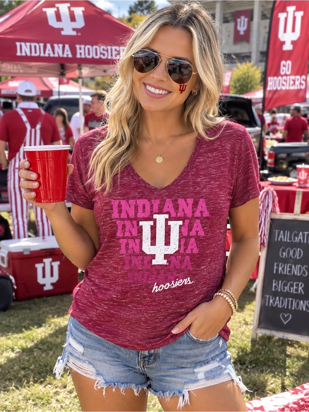 Campus Heritage Maroon Indiana Hoosiers V-Neck Tee